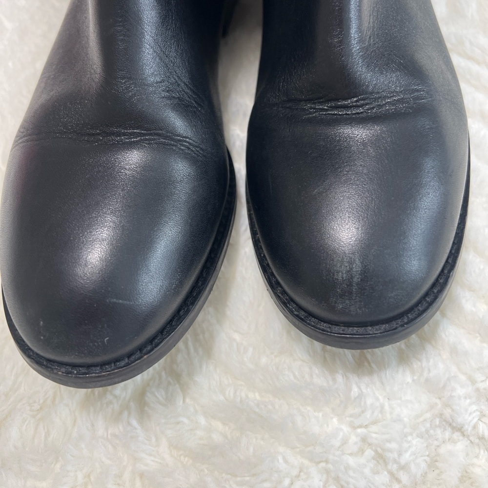 Tory Burch Black Leather Riding Boots Logo Medallion Knee High Size 7.5 - Picture 3 of 14